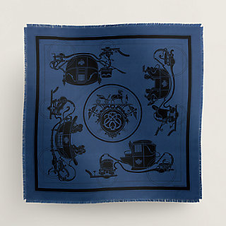 カレH 80 《エクスリブリス》 フリンジ付き - ブラック | Hermès